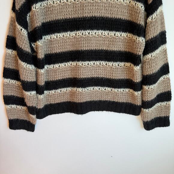 Part Two Copenhagen Neutral Stripe Open Stitch Boatneck Sweater Large Scandi - Picture 8 of 13